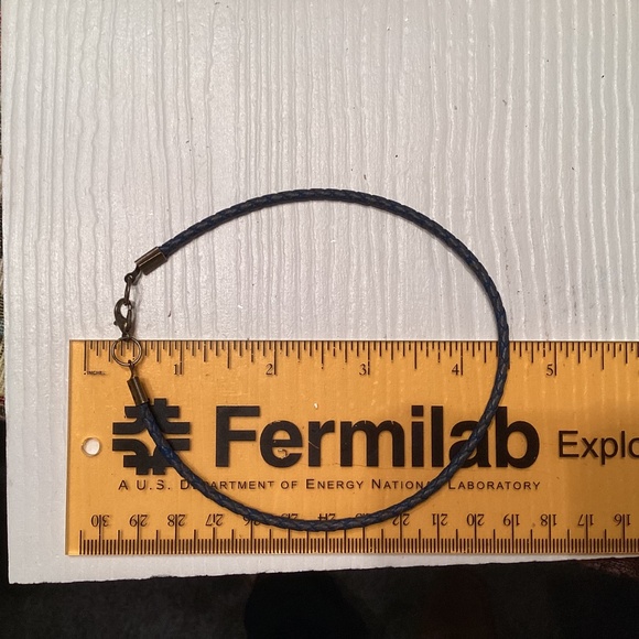 Braided Blue/Brown Leather Cord Bracelet 12” - Picture 3 of 3